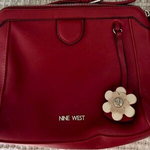 Nine West Red Crossbody Bag with Floral Charm